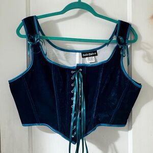 Scarlet Darkness Corset Top - Velvet, teal